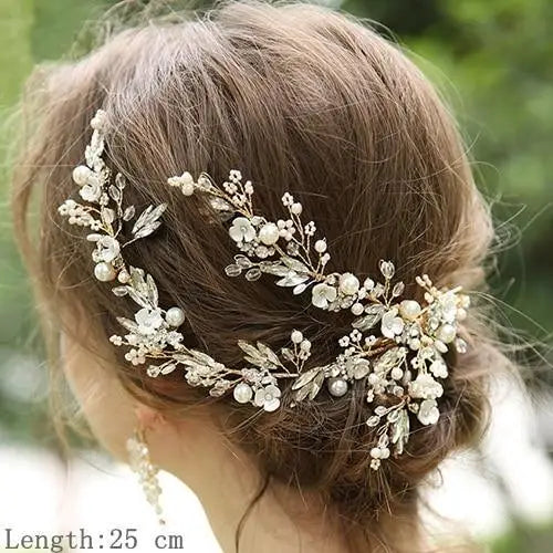 Luxury Women Charming Flower Leaf Pearl Crystal Bridal Hair Comb Pearl Handmade Hair Pin For Women - 4 - STIL5443RRTTY