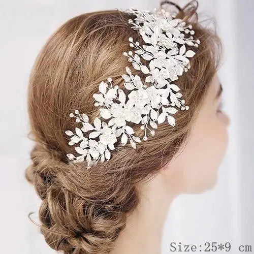 Luxury Women Charming Flower Leaf Pearl Crystal Bridal Hair Comb Pearl Handmade Hair Pin For Women - 7 - STIL5443RRTTY