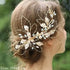 Luxury Women Charming Flower Leaf Pearl Crystal Bridal Hair Comb Pearl Handmade Hair Pin For Women - 3 - STIL5443RRTTY