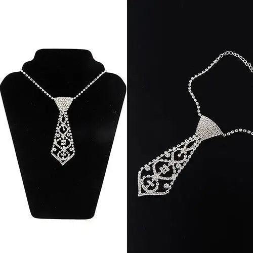 Luxury Women Sparkling Rhinestone Tie Inspired Drop Necklace Elegant Ladies Tie Shaped Shiny Elegant Necklace Women Wedding Jewelry Necklace For Women Girls - STEVVEX Fashion - 700, charming necktie, classic necktie necklace, elegant necktie, elegant tie necklace, jewelry, ladies necktie, necklace, necktie, necktie for women, party necktie, rhinestone necktie, sparkling necktie, sparkling tie shaped necklace, tie necklace for women, tie shaped necklace, wedding necktie, womens necktie - Stevvex.com