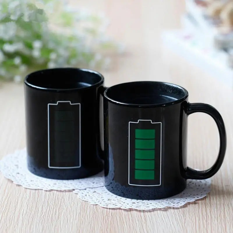 Magic Black Ceramic Color Changing Mug Positive Energy Coffee Cup Unique Modern Design Cups - STEVVEX Kitchen - 730, black mug, ceramic battery mug, coffee mug, Color Changing Cup, color changing mug, cups, magic cup, magic mug, magic mugs, modern mug, mugs, tea mug - Stevvex.com