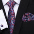 Men Elegant Red Silk Tie Classic Necktie Cufflinks Set Business Necktie With Handkerchief Perfect Match With Wedding