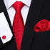 Men Elegant Red Silk Tie Classic Necktie Cufflinks Set Business Necktie With Handkerchief Perfect Match With Wedding