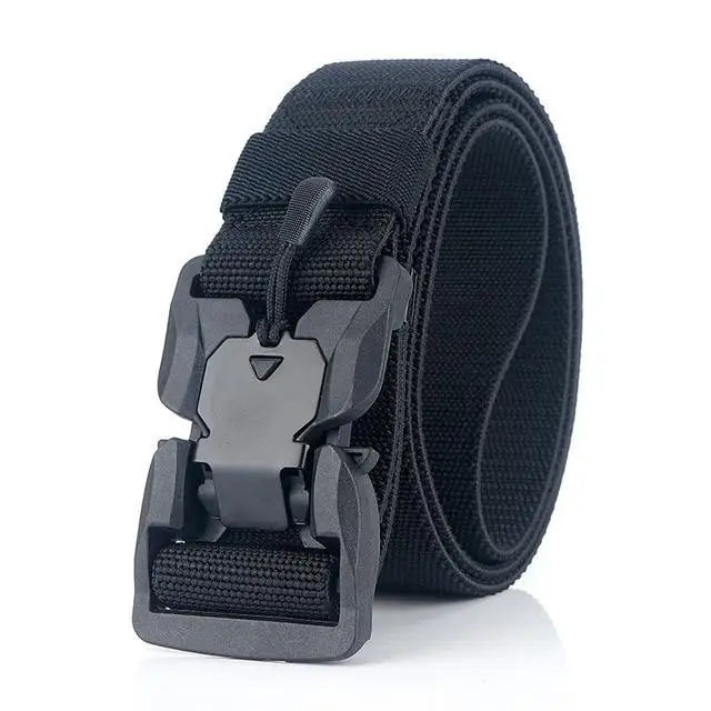 Men Tactical Quick Release Magnetic Buckle Belt Classic Soft Nylon Sports Duty Work Belts - Black / 125cm