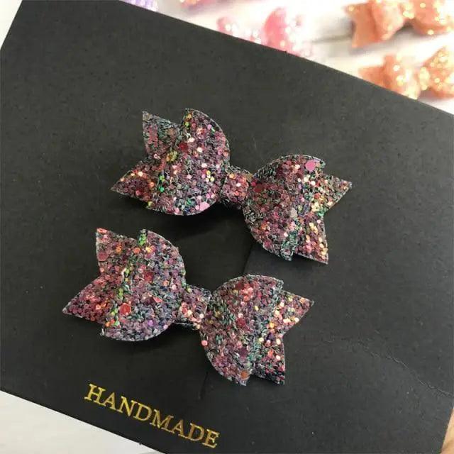 Mini Handmade Hair Bows For Girls Shiny Glitter Hair Bows Ribbon Clips Hair Accessories For Baby Girls And Teens - 9