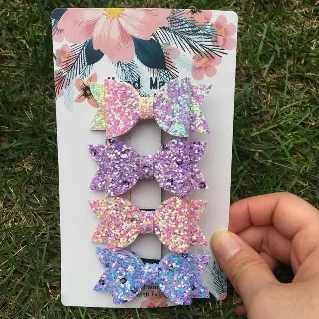 Mini Handmade Hair Bows For Girls Shiny Glitter Hair Bows Ribbon Clips Hair Accessories For Baby Girls And Teens - 18