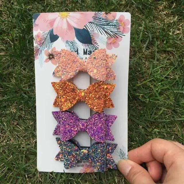 Mini Handmade Hair Bows For Girls Shiny Glitter Hair Bows Ribbon Clips Hair Accessories For Baby Girls And Teens - 17