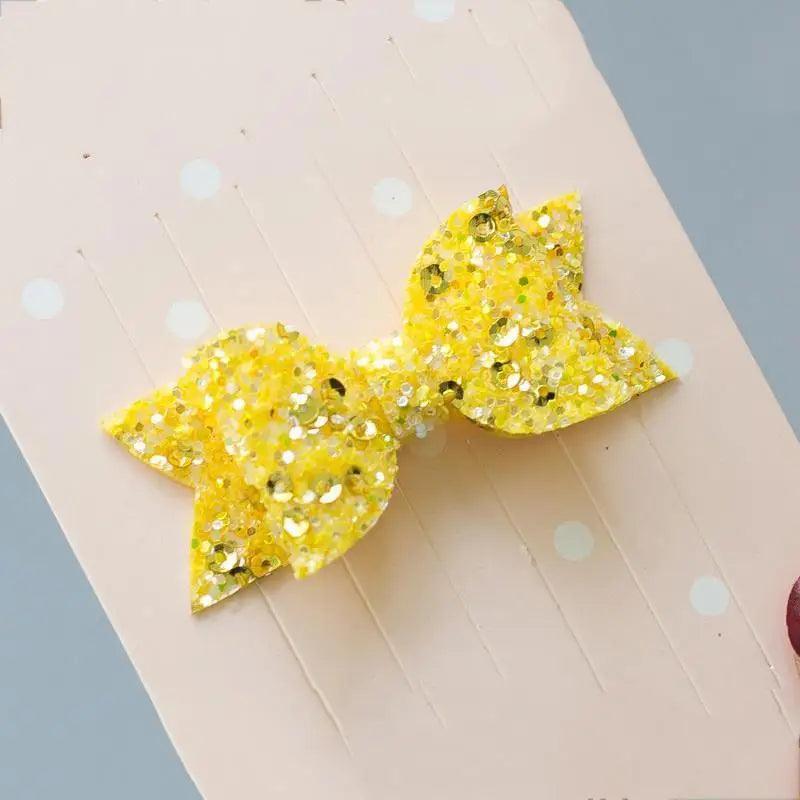 Mini Handmade Hair Bows For Girls Shiny Glitter Hair Bows Ribbon Clips Hair Accessories For Baby Girls And Teens