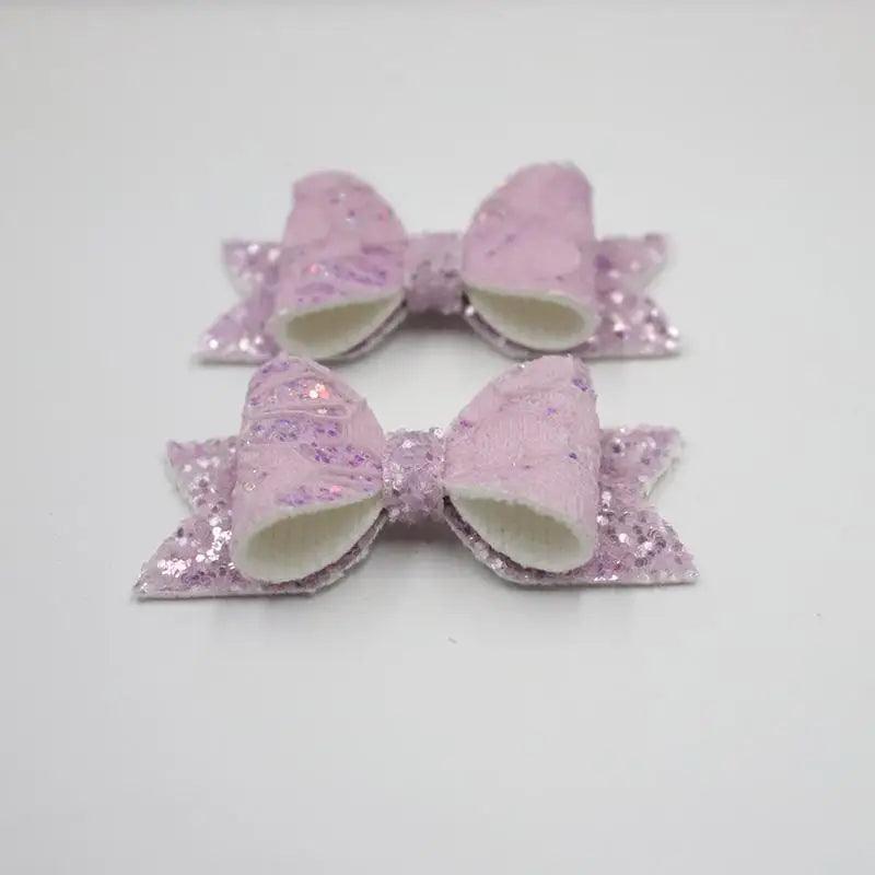 Mini Handmade Hair Bows For Girls Shiny Glitter Hair Bows Ribbon Clips Hair Accessories For Baby Girls And Teens