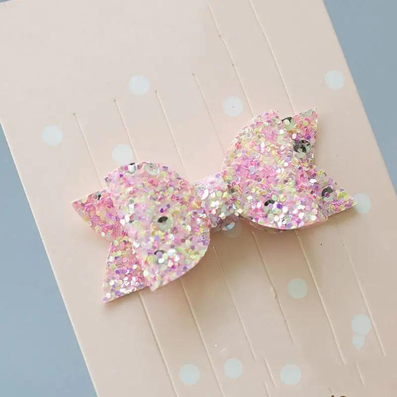 Mini Handmade Hair Bows For Girls Shiny Glitter Hair Bows Ribbon Clips Hair Accessories For Baby Girls And Teens