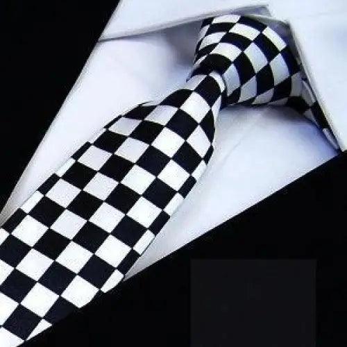 Modern Black And White Men Necktie Casual Business Meeting Formal Polyester Skinny Slim Necktie - 6 - STIL6656HDFJT