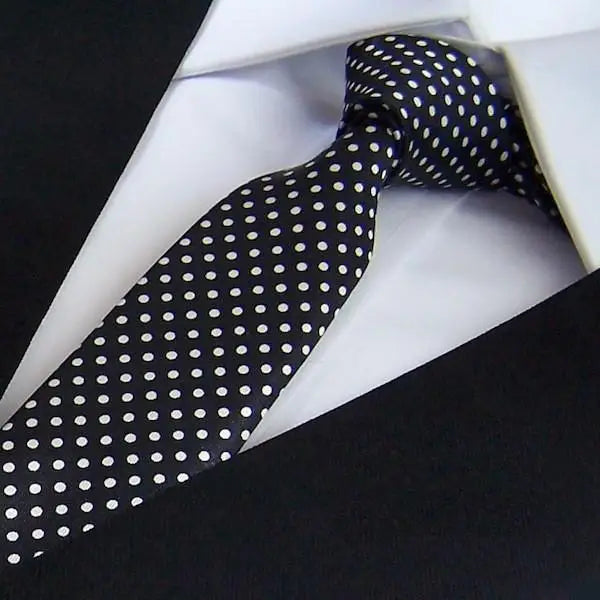 Modern Black And White Men Necktie Casual Business Meeting Formal Polyester Skinny Slim Necktie - 3 - STIL6656HDFJT