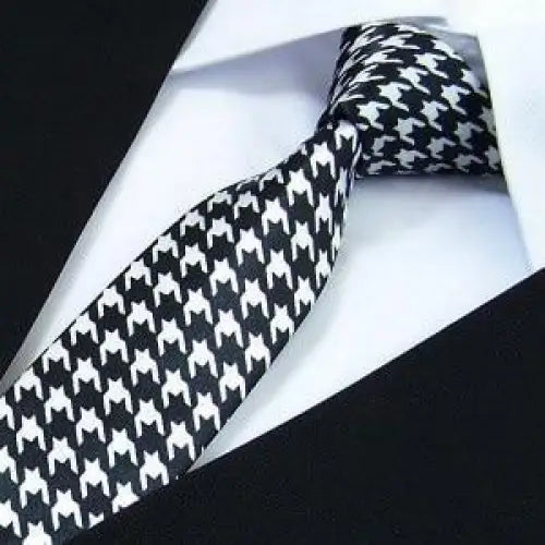 Modern Black And White Men Necktie Casual Business Meeting Formal Polyester Skinny Slim Necktie - 4 - STIL6656HDFJT