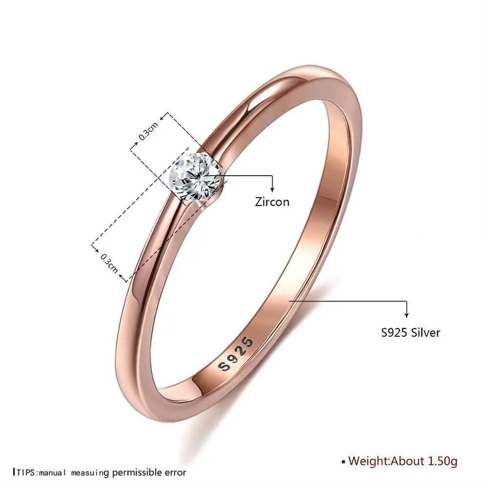 Modern Cute 925 Sterling Silver Rings for Women And Girls Sparkling Zircon Round Wedding Ring - Fine Jewelry Gift