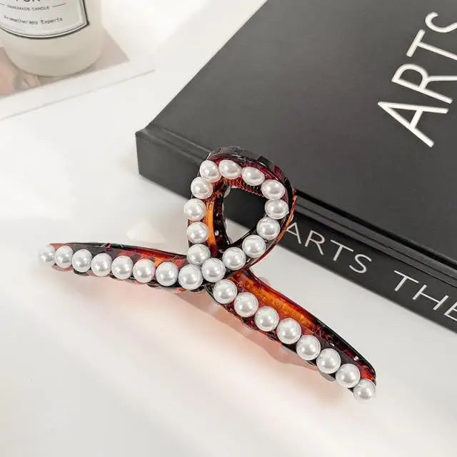 Modern Design Pearl Hair Clips Women Large Hair Clips For Thick Hair Elegant Hair Claw Strong Hold Non - slip Claw