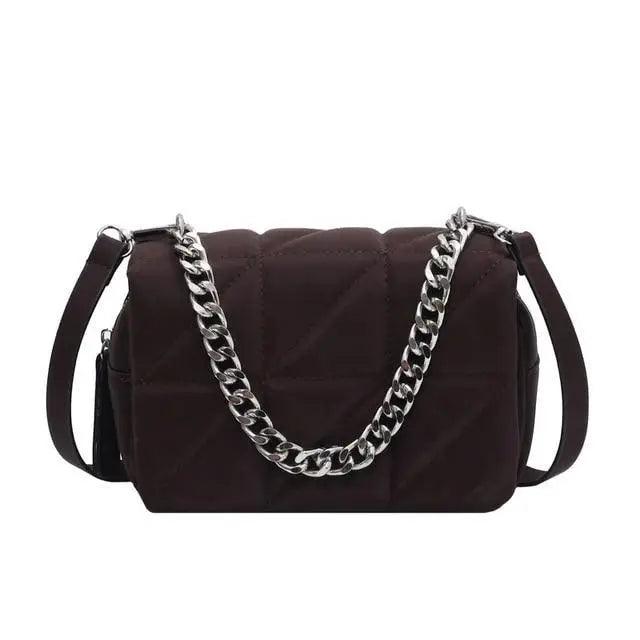 Modern Designer Metal Chain Clutches Mini Shoulder Bag Satchel Style Nylon Small Crossbody Bags For Women And Girls