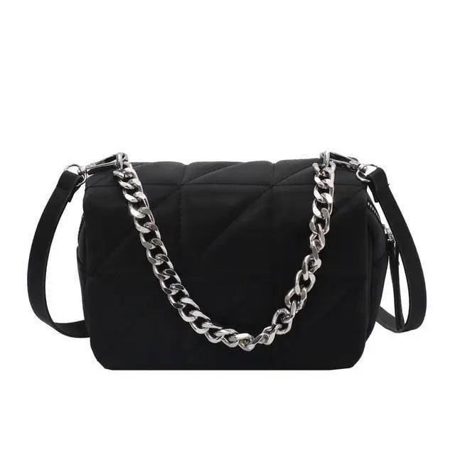 Modern Designer Metal Chain Clutches Mini Shoulder Bag Satchel Style Nylon Small Crossbody Bags For Women And Girls