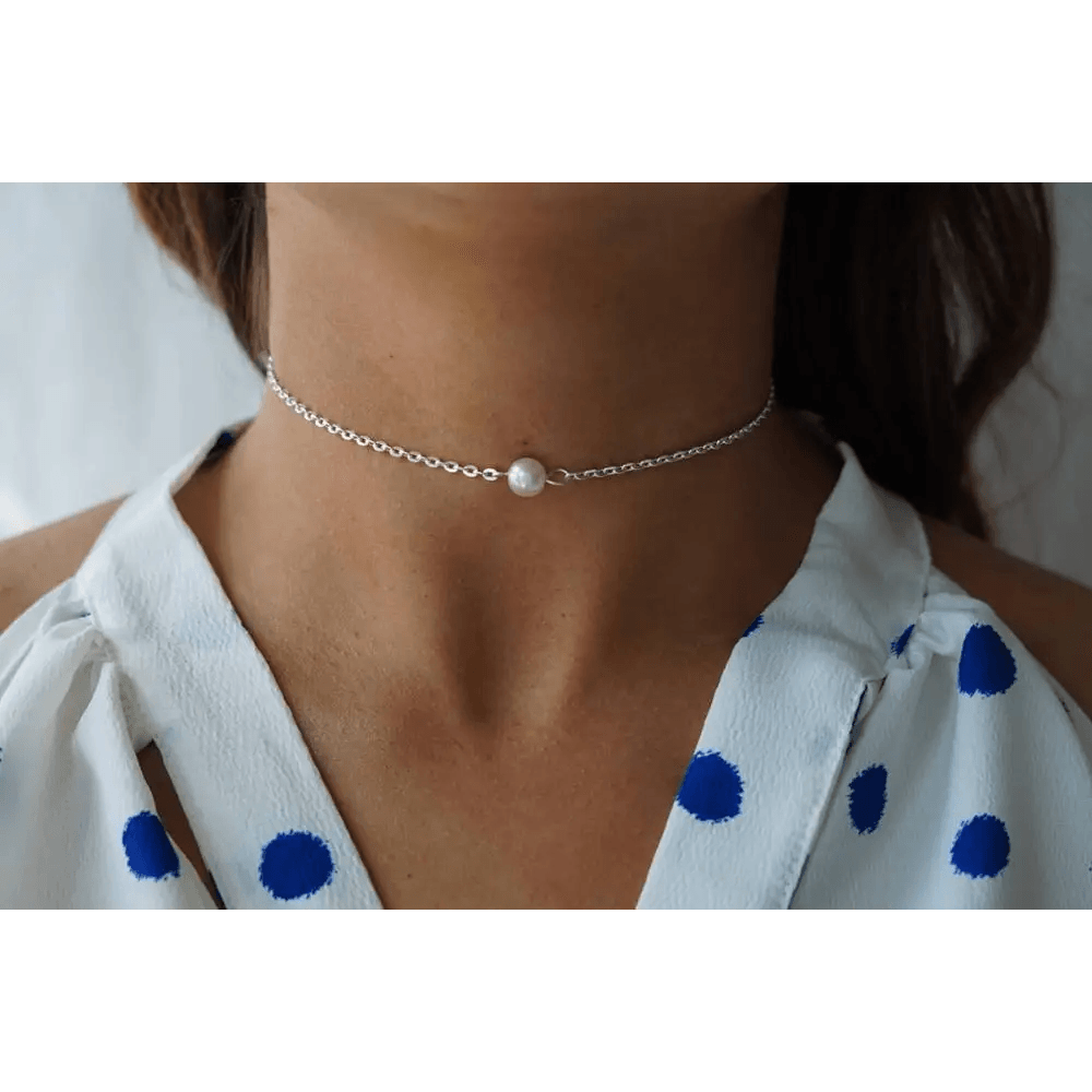 Modern Elegant Fashion Style Simple Pearl Bead Chain Choker Necklace - Aesthetic Fashion Style Jewelry for women