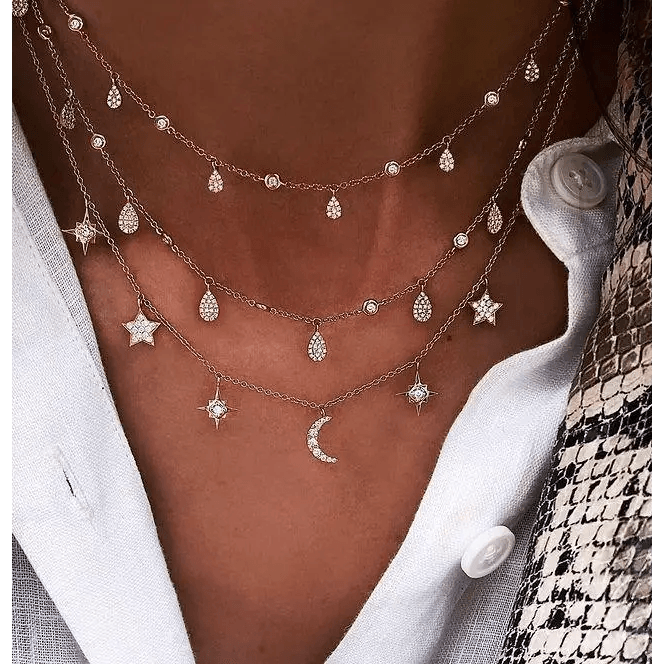 Modern Elegant Luxury Fashion Gold Crystal Stars Pendant Necklaces For Women Necklace - 2021 Trending Bohemian Jewelry