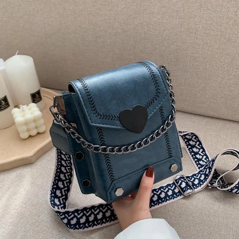 Modern Elegant Stunning Heart - Shaped Women’s Bag Cute Studded Shoulder Bag For Women And Girls - ALU93107TUV