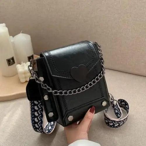 Modern Elegant Stunning Heart - Shaped Women’s Bag Cute Studded Shoulder Bag For Women And Girls - Black - ALU93107TUV