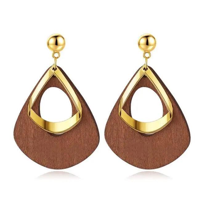 Modern Handmade Retro Modern Wooden Drop Dangler Earrings For Women And Girls In Trend Design - Women Fasion