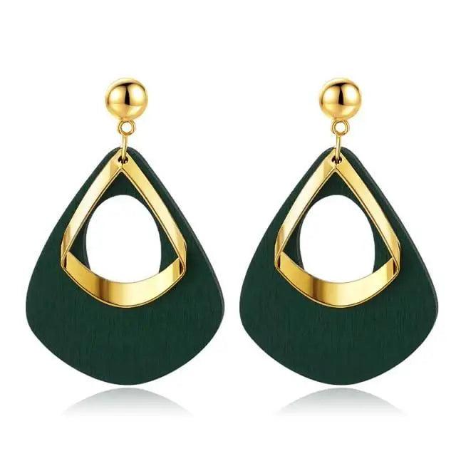 Modern Handmade Retro Modern Wooden Drop Dangler Earrings For Women And Girls In Trend Design - Women Fasion