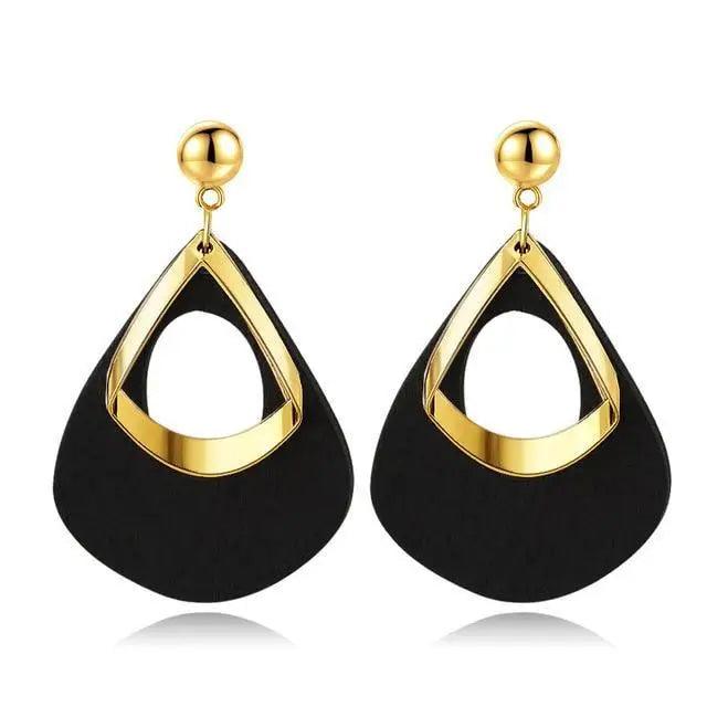 Modern Handmade Retro Modern Wooden Drop Dangler Earrings For Women And Girls In Trend Design - Women Fasion