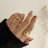 Modern Luxury Ring Set for Girls Splendid Fashionable Crystal Sun Pearl Rings Set for Women And Girls Gold Color Heart