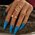 Modern Luxury Ring Set for Girls Splendid Fashionable Crystal Sun Pearl Rings Set for Women And Girls Gold Color Heart