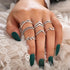 Modern Luxury Ring Set for Girls Splendid Fashionable Crystal Sun Pearl Rings Set for Women And Girls Gold Color Heart