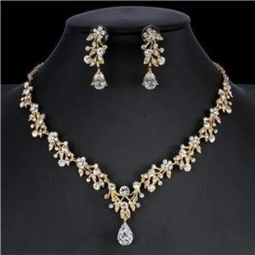 Modern Luxury Women's Wedding Jewelry Set In Modern Gold Silver Color Style Necklace & Earrings Accessory Gift - STEVVEX Jewelry - bridal accessories, bridal fashion, Earrings, Earrings set, gold silver color, jewelry, jewelry sets, necklace, Necklace and earrings, Necklace set, wedding jewelry sets, women accessories, women fashion - Stevvex.com