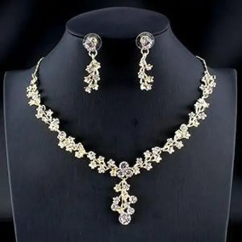 Modern Luxury Women's Wedding Jewelry Set In Modern Gold Silver Color Style Necklace & Earrings Accessory Gift - STEVVEX Jewelry - bridal accessories, bridal fashion, Earrings, Earrings set, gold silver color, jewelry, jewelry sets, necklace, Necklace and earrings, Necklace set, wedding jewelry sets, women accessories, women fashion - Stevvex.com