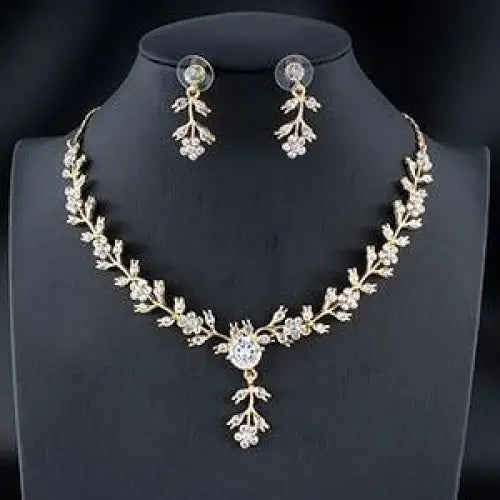 Modern Luxury Women's Wedding Jewelry Set In Modern Gold Silver Color Style Necklace & Earrings Accessory Gift - STEVVEX Jewelry - bridal accessories, bridal fashion, Earrings, Earrings set, gold silver color, jewelry, jewelry sets, necklace, Necklace and earrings, Necklace set, wedding jewelry sets, women accessories, women fashion - Stevvex.com