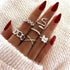 Modern Ring Set for Girls Sterling Chain Moon Rings Set For Ladies And Girls Retro Vintage Style Female Rings Trendy