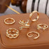 Modern Ring Set for Girls Sterling Chain Moon Rings Set For Ladies And Girls Retro Vintage Style Female Rings Trendy