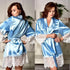 Modern Silk Bathrobe For Women Elegant Soft Silk Nightwear Unique V - Neck Short Women’s Fashion Bathrobes - Sky blue