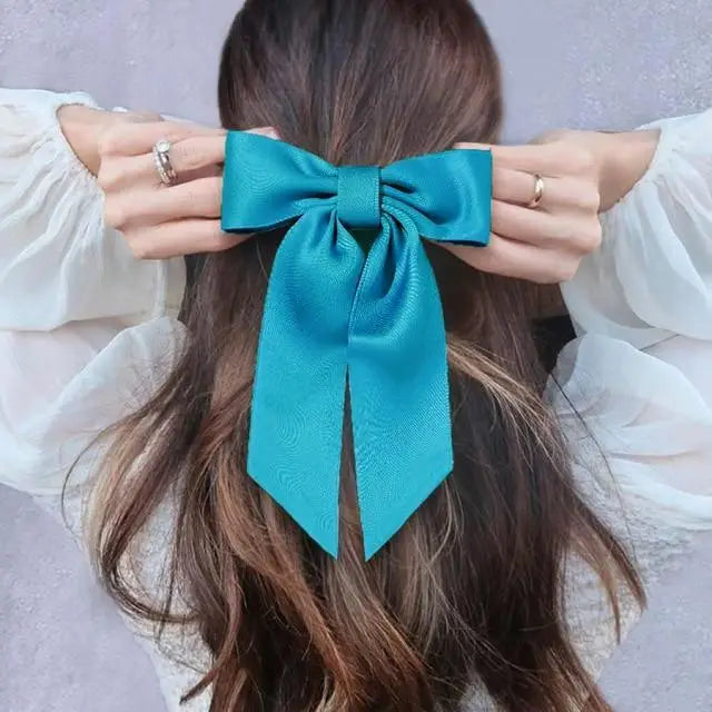 Modern White Bowknot Big Hair Bow Long Tassel Ribbon Hair Clips For Women Elegant Hair Accessories - 3 - STIL1356ASDDD