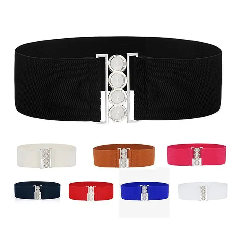 Modern Wide Fabric Strap Silver Metal Buckle Belts For Women Trendy Fashion Stretchable Classic Belts - STEVVEX Fashion - 702, belt, belts, belts for women, casual belt, charming belt, elastic belt, elegant belt, fashion belt, luxury belt, metal buckle belt, party belt, retro belt, silver metal buckle belt, stretchy belt, stylish belt, vintage belt, waistband, waistband for women, wide strap belt, women belt - Stevvex.com