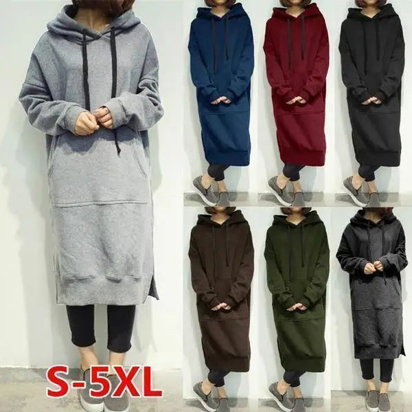 Modern Women Long Hoodies Autumn Winter Loose Hooded Sweatshirts Casual Oversized Sweatshirt Baggy Pullovers Dress Plus Size - Treko - Casual Tracksuit, Cool Fashion, Cool Hoodies, female Fashion, Hoodies, Jaket Hoodies, Loose Hoodies, Luxury Hoodies, Modern Hoodies, New Hoodies, Stylish Hoodies, women fashion, women Hoodies- Stevvex.com