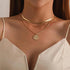 Modernd Luxury 2021 New Gold Coin Layered Chain Necklace For Women And Girls Stylish Pearl Moon Choker Collar butterfly