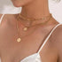 Modernd Luxury 2021 New Gold Coin Layered Chain Necklace For Women And Girls Stylish Pearl Moon Choker Collar butterfly