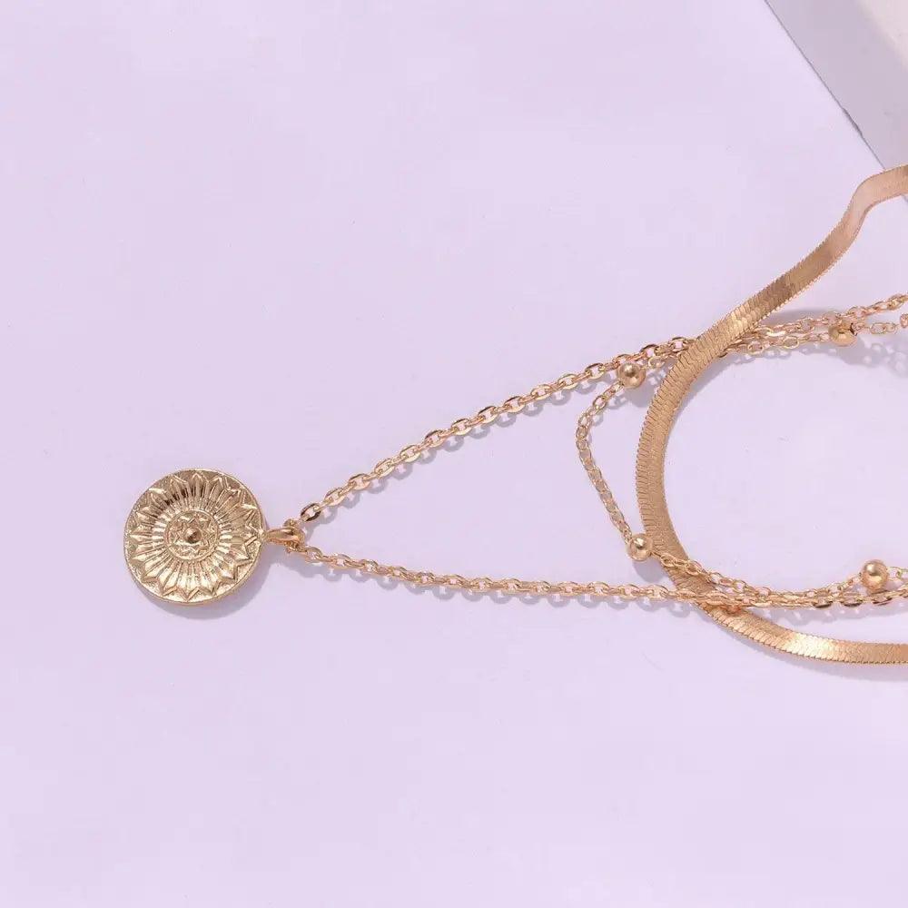 Modernd Luxury 2021 New Gold Coin Layered Chain Necklace For Women And Girls Stylish Pearl Moon Choker Collar butterfly