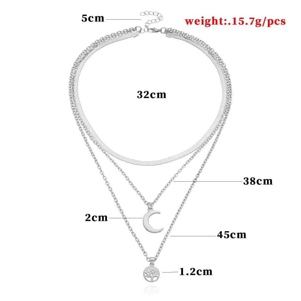 Modernd Luxury 2021 New Gold Coin Layered Chain Necklace For Women And Girls Stylish Pearl Moon Choker Collar butterfly