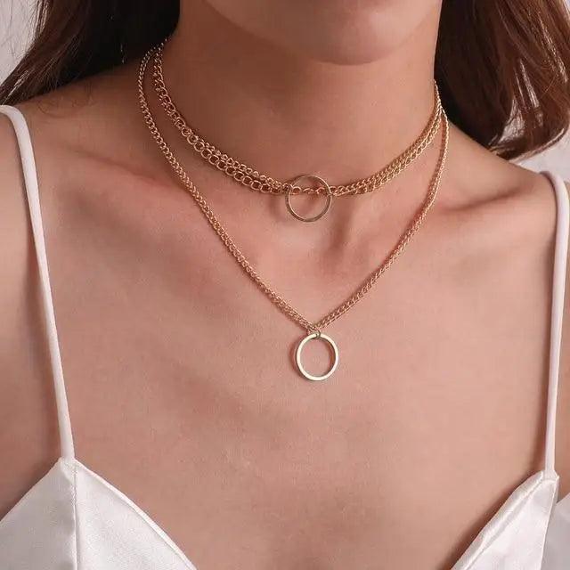 Modernd Luxury 2021 New Gold Coin Layered Chain Necklace For Women And Girls Stylish Pearl Moon Choker Collar butterfly