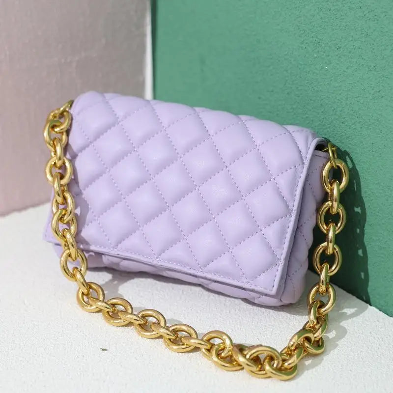 New Adorable Women’s Handbag Green Small Flap Shoulder Bag In Thick Metal Chain Women’s Clutch Bags Luxury Ladies