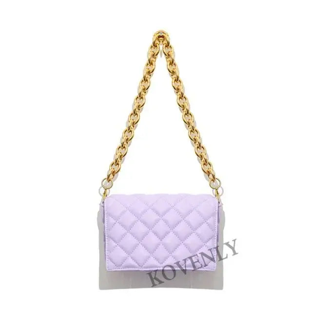 New Adorable Women’s Handbag Green Small Flap Shoulder Bag In Thick Metal Chain Women’s Clutch Bags Luxury Ladies