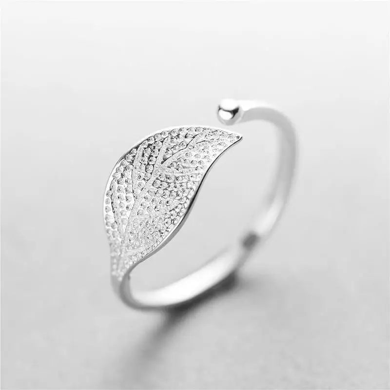 New Aesthetic 925 Sterling Silver simple leaf Adjustable Ring for women - Cute fashion jewelry for women - ALLURELATION - 2021 Trending rings, 571, Aesthetic rings for women, cute Fashion jewelry, Elegant rings, engagement rings, fashion rings, Fashion wedding rings, Jewelry, rings for women, Simple rings, Stylish rings, trending rings, womens jewelry - Stevvex.com