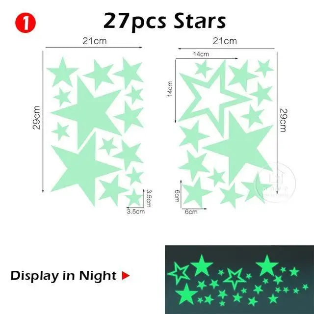 New Amazing Luminous Moon and Stars Wall Stickers for Kids Room Baby Nursery Home Decoration Wall Decals Glow