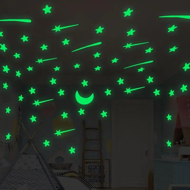 New Amazing Luminous Moon and Stars Wall Stickers for Kids Room Baby Nursery Home Decoration Wall Decals Glow